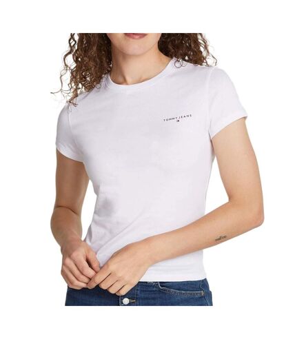 T-shirt Blanc Femme Tommy Hilfiger Slim Linear - L