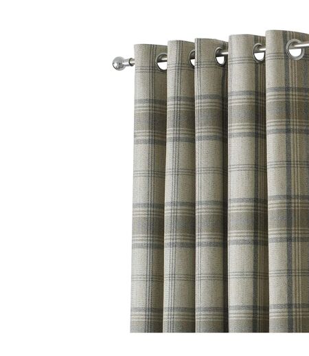 Aviemore checked pattern ringtop curtains/drapes 46 x 72ininch natural Riva Home