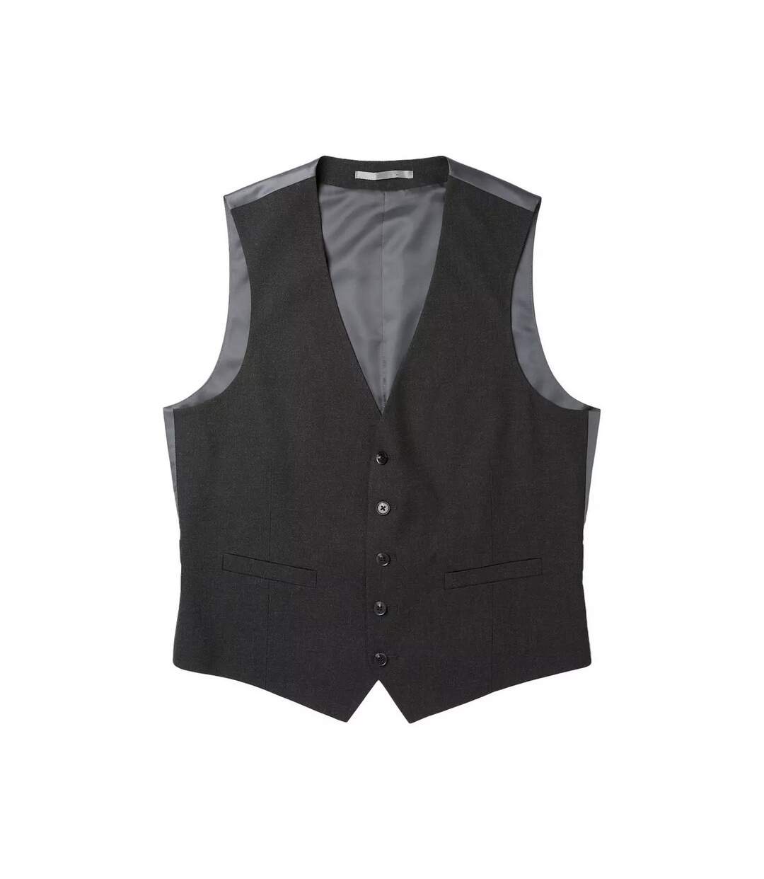 Mens essential plain tailored waistcoat charcoal Burton-1