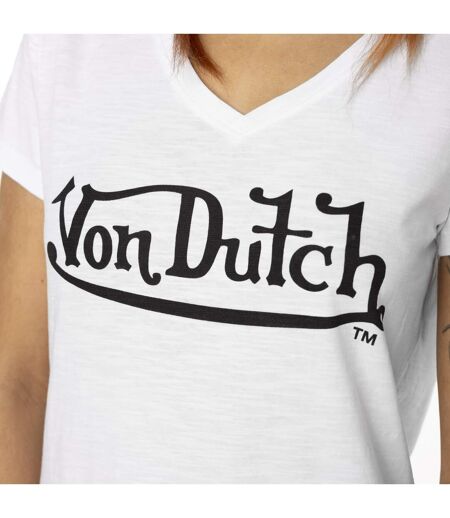T-shirt femme col rond en slub coton avec print devant Slub Vondutch