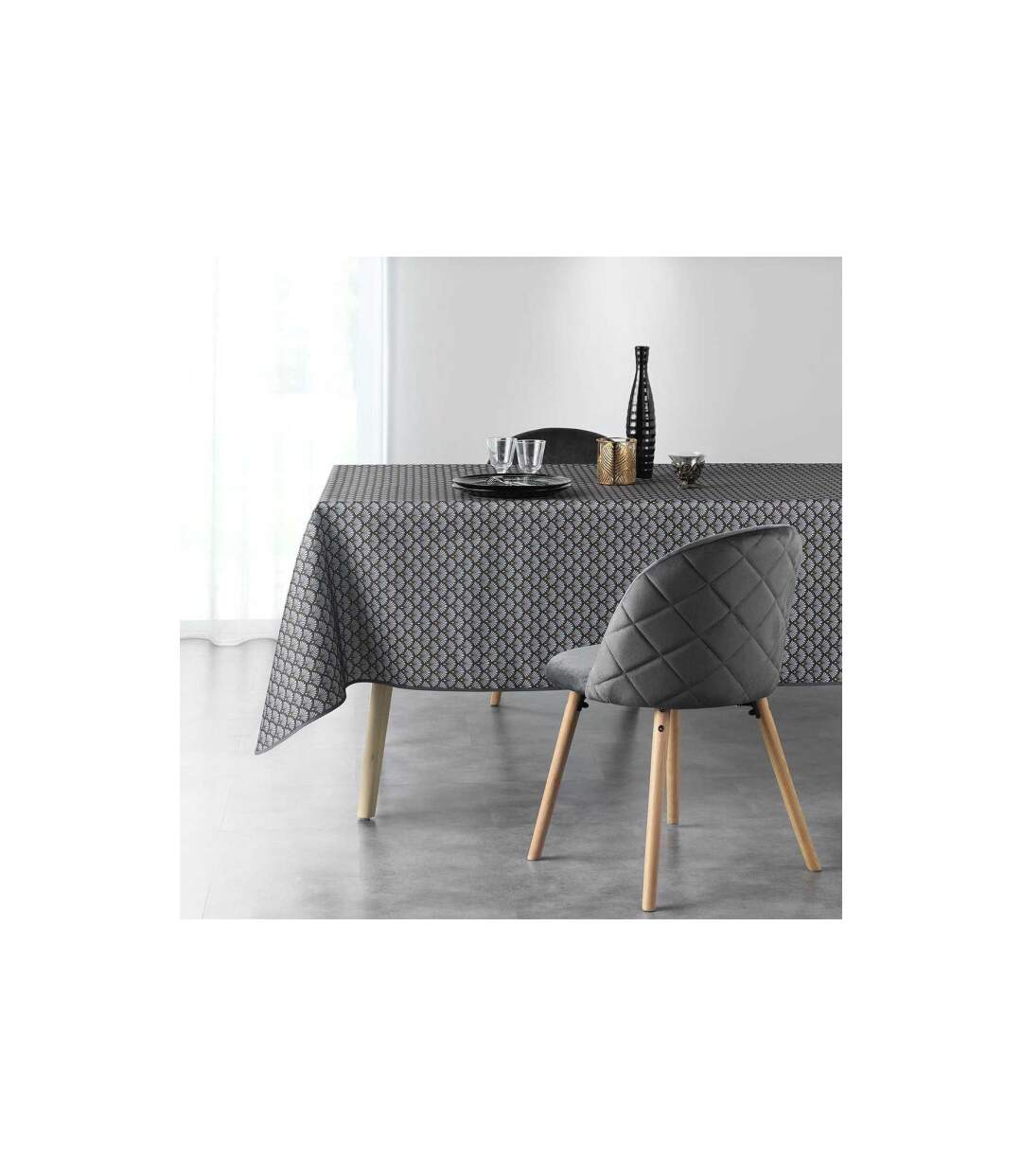 Nappe Imprimée Art Chic 150x240cm Anthracite-2