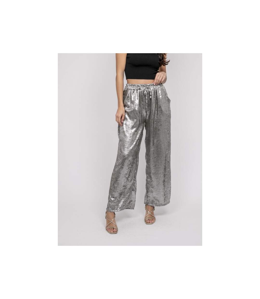Pantalon fluide métallisé EDWINA - Dona X Lisa-1