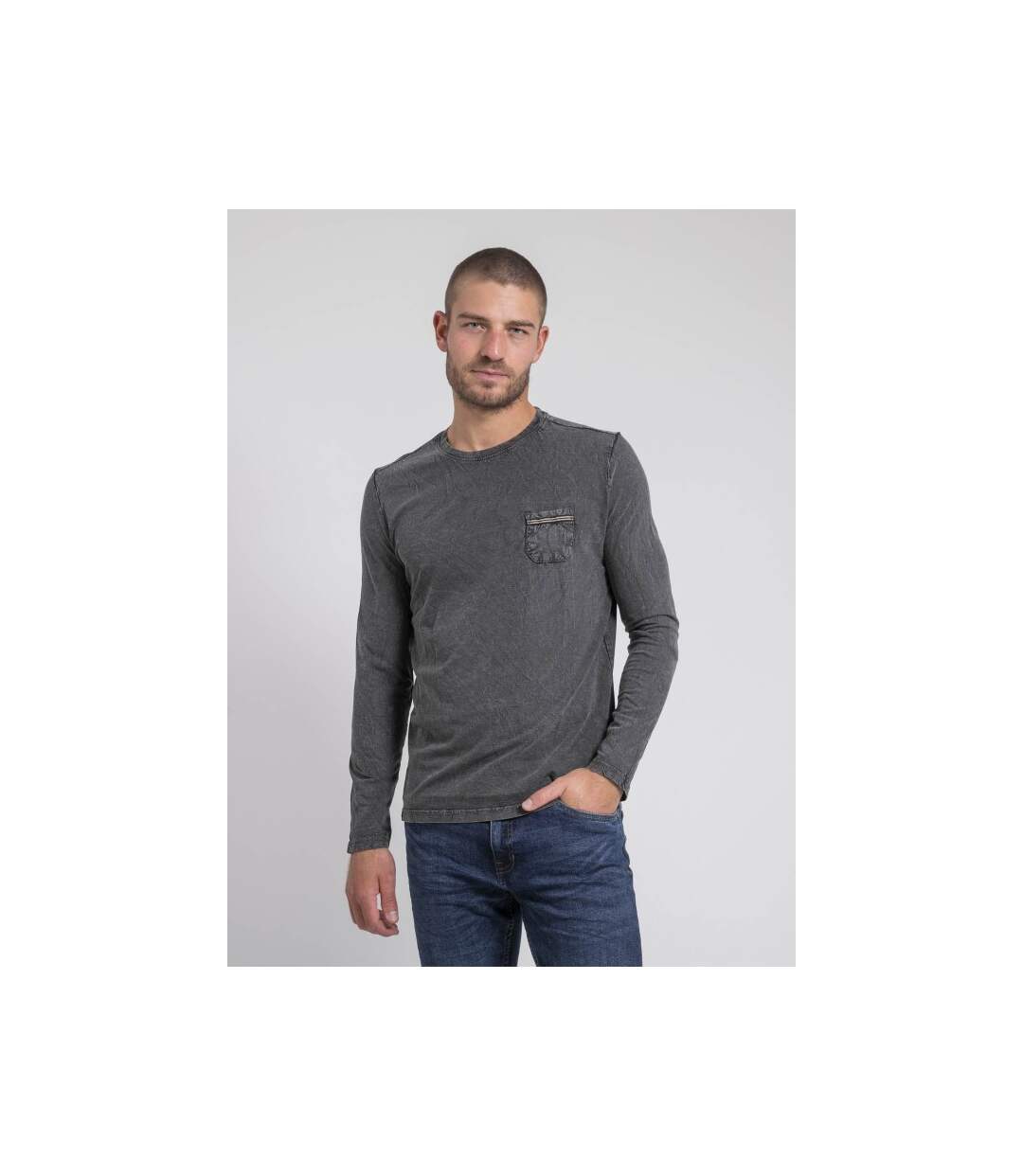 T-shirt manches longues col rond pur coton JABITAL