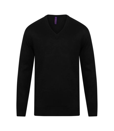 Mens acrylic v neck sweatshirt black Henbury