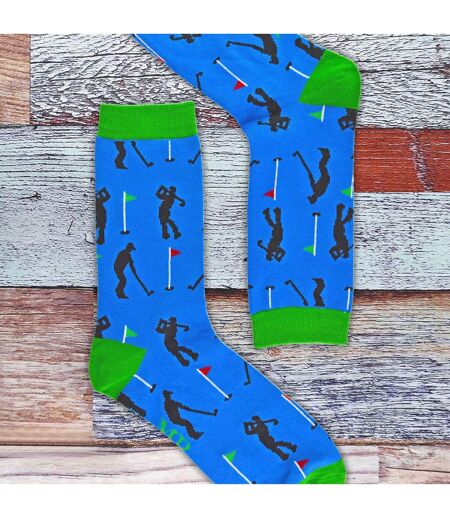 1 Pack Mens Novelty Blue Golf Bamboo Socks