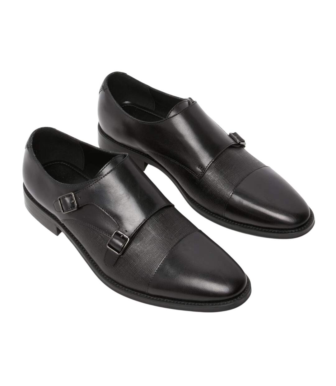Mens Double Monk Strap Flat Formal Shoes Black Where´s That From-2