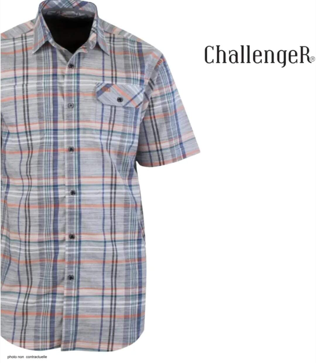 Chemisettes manches courtes CHALLENGER B3125B à carreaux : l'alliance parfaite du style et du confort en pur coton-4