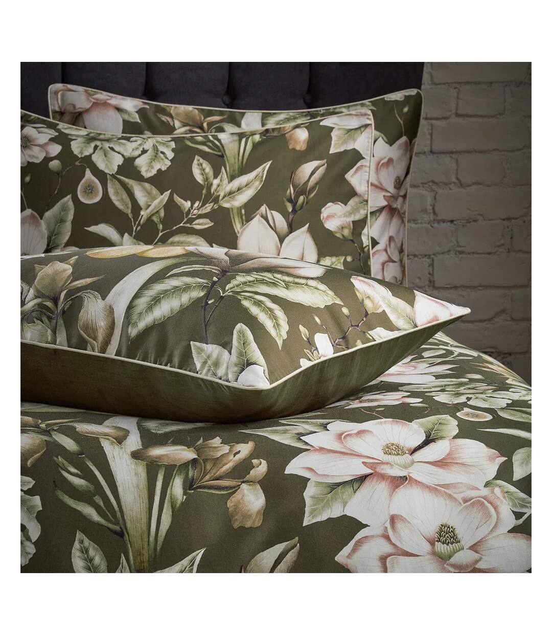 Lavish sateen floral duvet cover set moss EW by Edinburgh Weavers-2