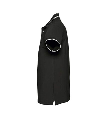 SOLS Mens Practice Tipped Pique Short Sleeve Polo Shirt (Black/White) - UTPC321