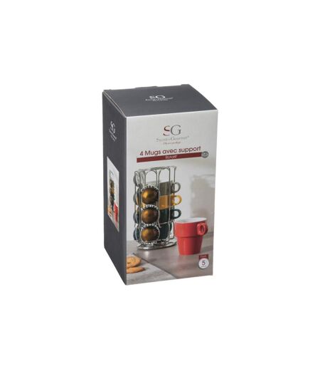 Lot de 4 Mugs & Porte Capsules Rack 26cl Multicolore
