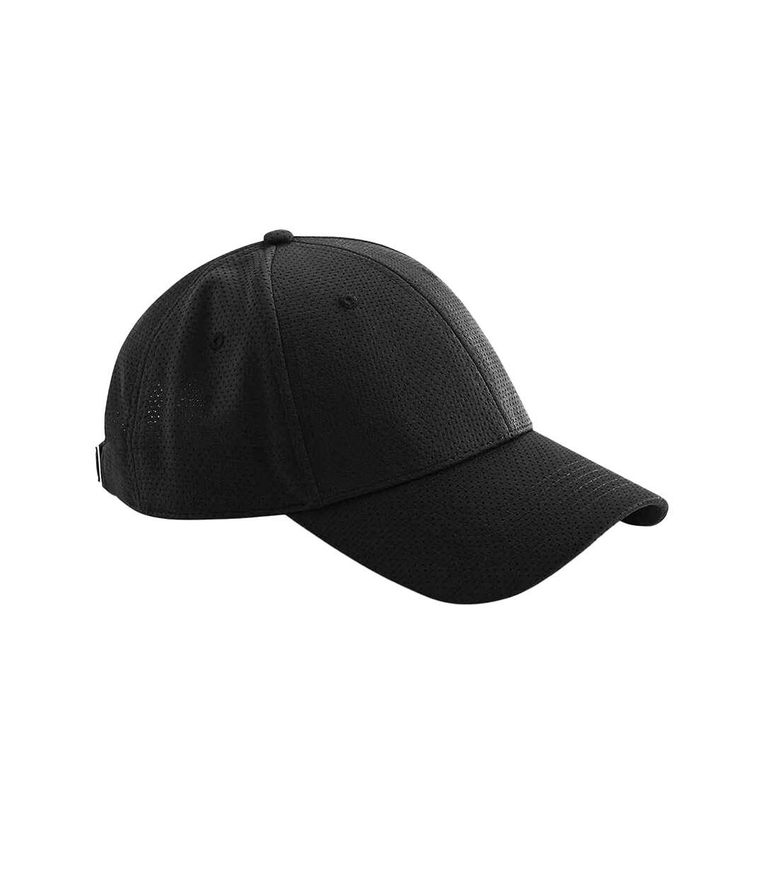 Unisex adult 6 panel air-mesh cap black Beechfield-1