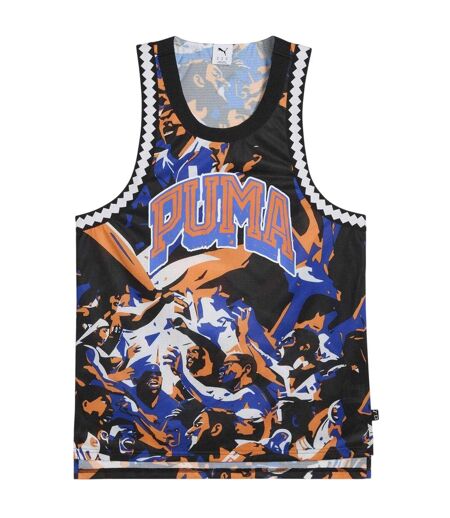 Mens Performance Sleeveless Basketball Jersey Blue Black Puma