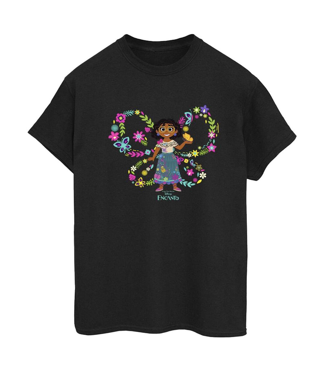 Disney Encanto Mirabel Butterfly Cotton Boyfriend T-Shirt Femme/Ladies (Noir) - UTBI22393-1