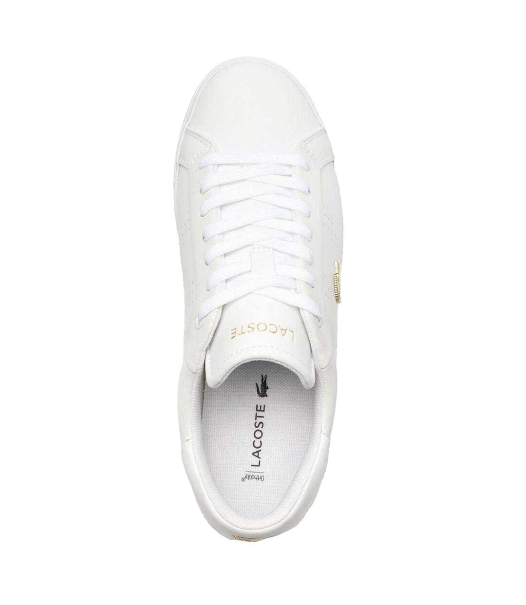 Womens/ladies Powercourt 2.0 Leather Trainers White Gold Lacoste-3