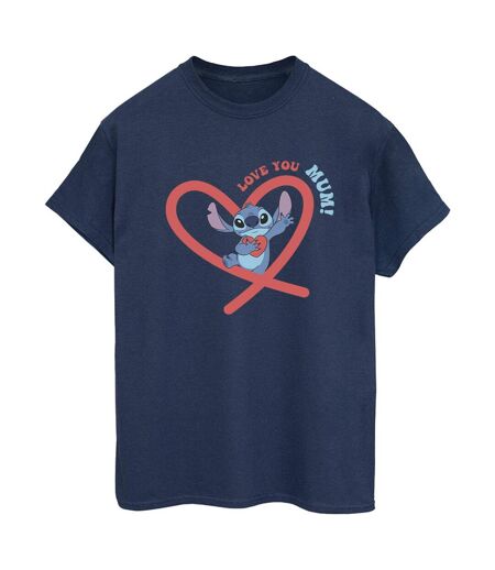 Disney Femmes/Les femmes Lilo & Stitch Love You Mum T-Shirt boyfriend en coton (Bleu marine) - UTBI30120