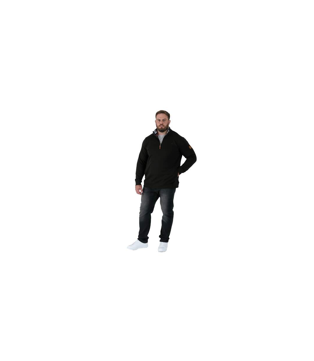 Sweat À Col Montant Zippé Motif/style Logo Brodé Russel Homme Noir Duke-1