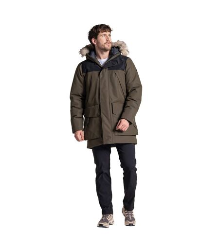 Veste Imperméable À Capuche Avec Bord Duveteux Amovible Bishorn Homme Kaki Sombre Craghoppers