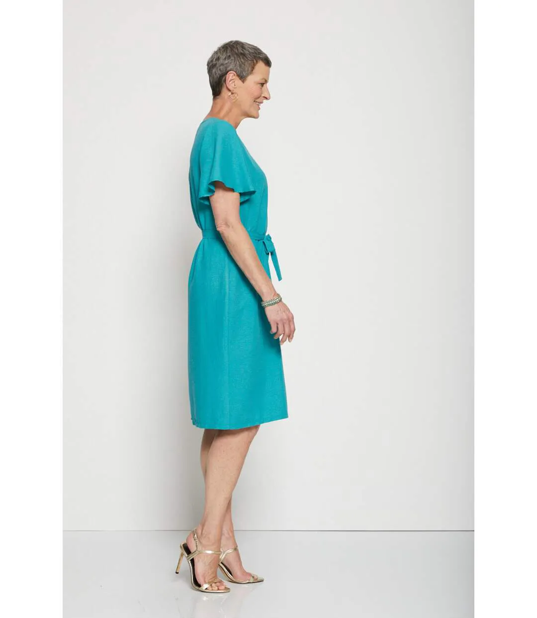 Robe courte droite tissu fluide uni-3