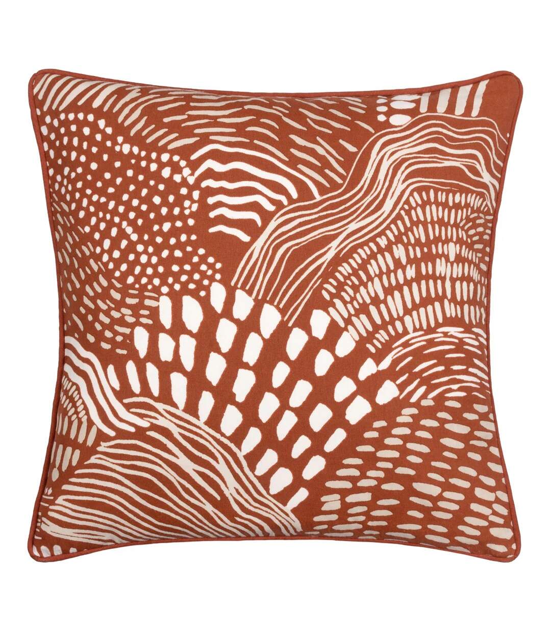 Nola piped abstract cushion cover 45cm x 45cm chestnut Hoem