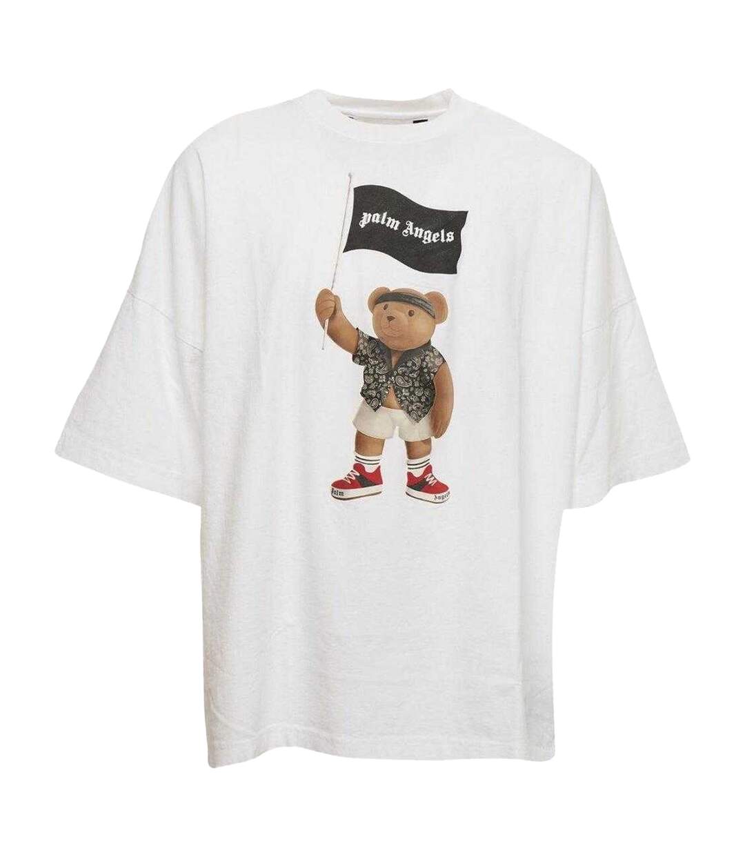 Unisex Adult Pirate Bear Loose T-shirt White Palm Angels-1