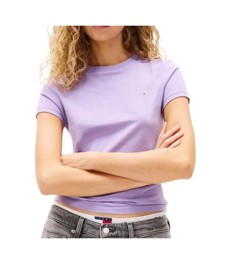 T-shirt mauve femme tommy hilfiger slim linear - xxl