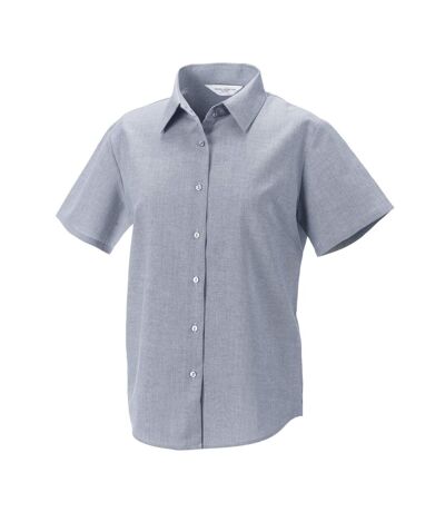 Russell Collection Womens/Ladies Oxford Short-Sleeved Shirt (Silver) - UTRW9398