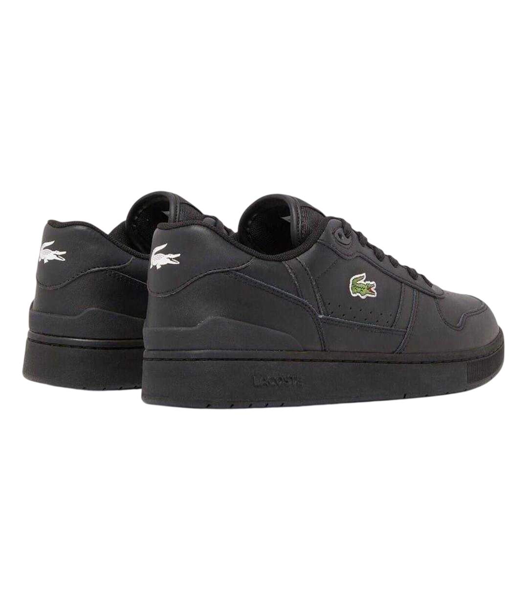 Mens T-clip Leather Flat Trainers Black Lacoste-2