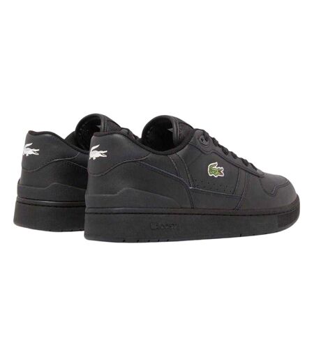 Mens T-clip Leather Flat Trainers Black Lacoste