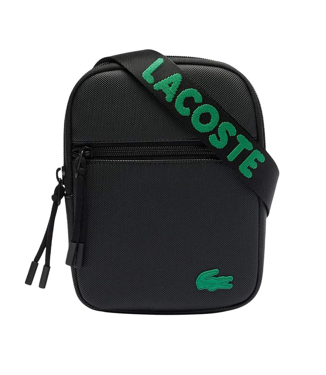 Sacoche noire/vert homme lacoste flat-1