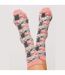 1 Pack Ladies Novelty Dusky Pink Happy Cat Bamboo Socks-3