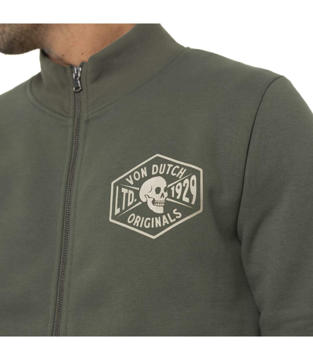 Sweat homme col montant en molleton avec print devant & dos Vondutch-3