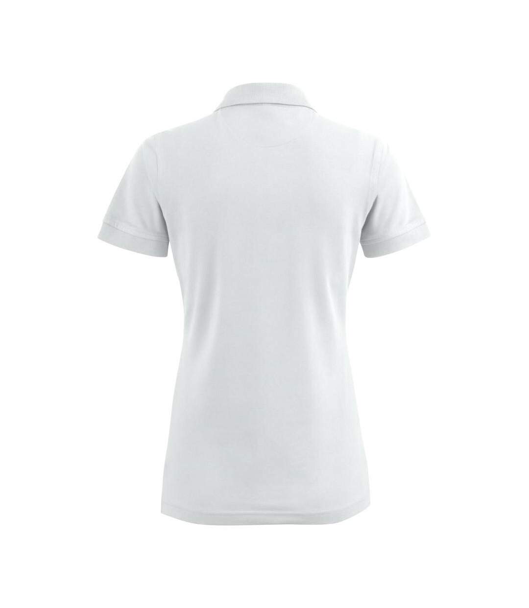 Womens/ladies Stretch Polo Shirt White Printer-2