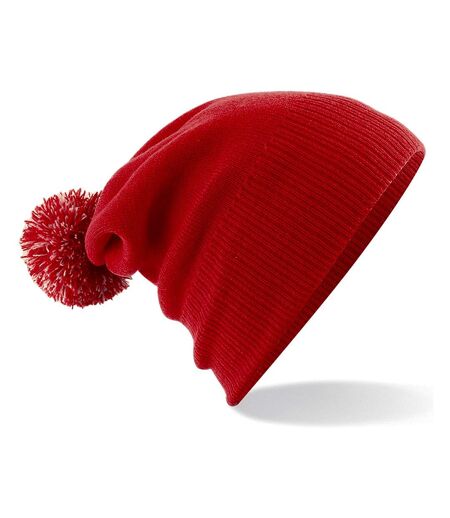 Beechfield Junior Snowstar Duo Winter Beanie Hat / Schoolwear (Bright Red / Off White)