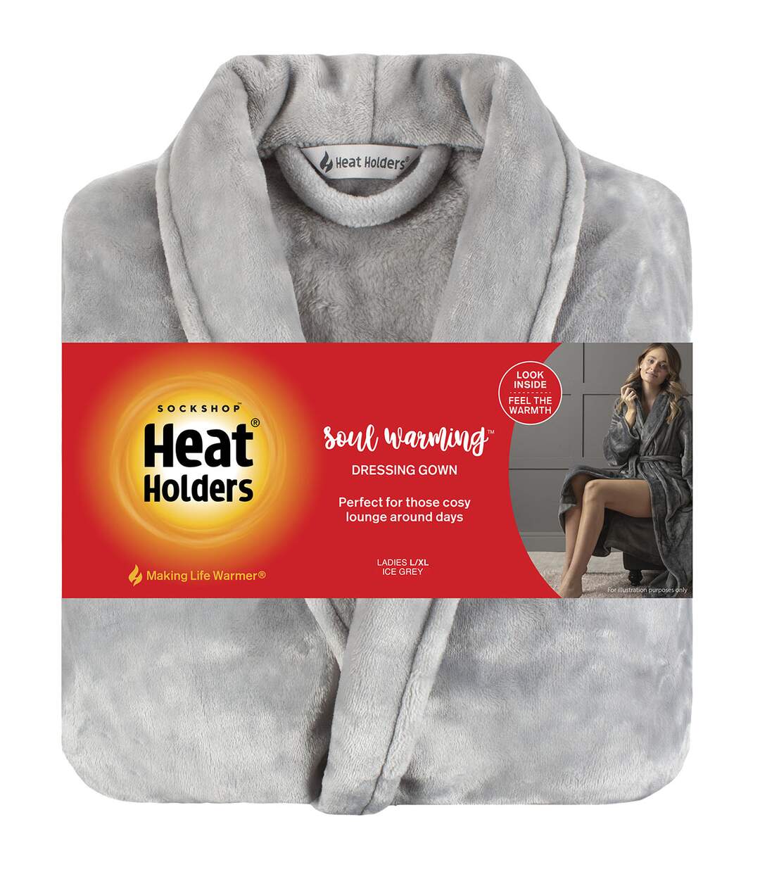 Heat Holders - Ladies Warm Fleece Dressing Gown Bathrobe-2