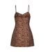 Robe Courte Motif/style Imprimé Léopard Marcello Hourglass Femme Beige Noir Bardot-3