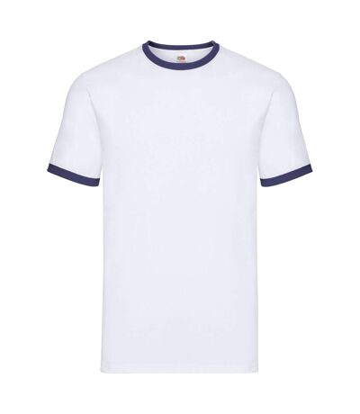 T-shirt adulte blanc / bleu marine Fruit of the Loom