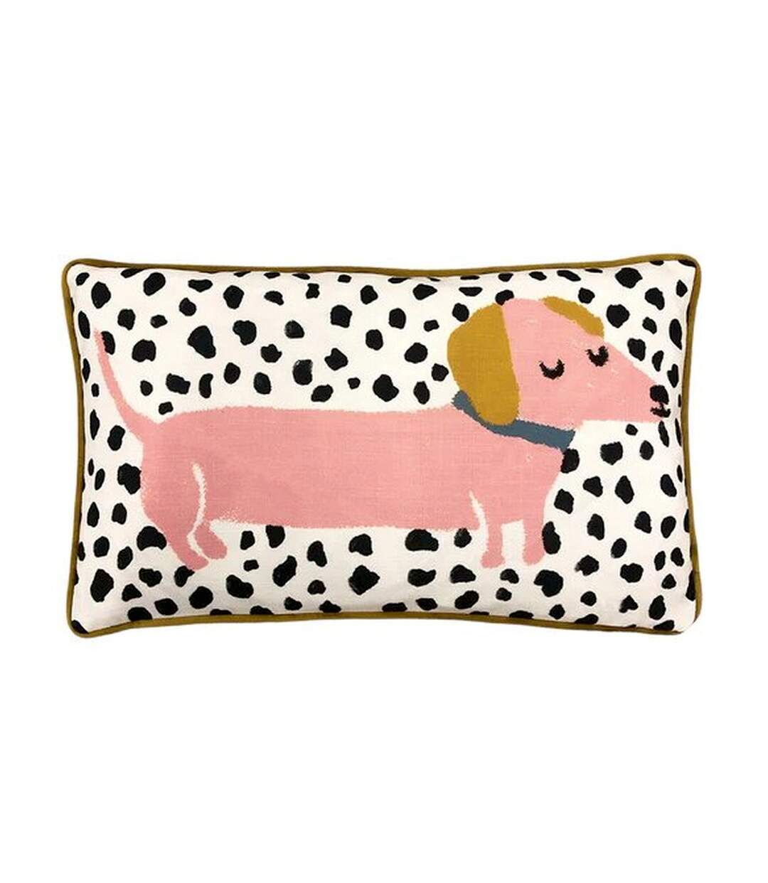 Woofers sausage dog cushion cover one size pink/mustard yellow/white Furn