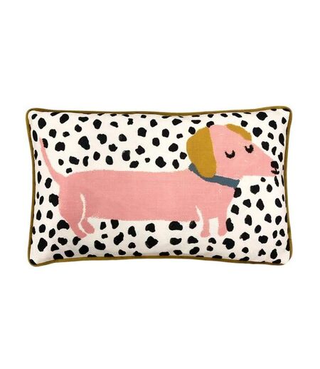 Woofers sausage dog cushion cover one size pink/mustard yellow/white Furn