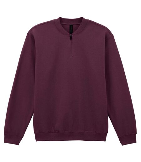 Unisex Adult Softstyle Midweight Quarter Zip Sweatshirt Maroon Gildan