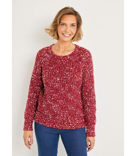 Pull chaud col rond maille fantaisie perlée