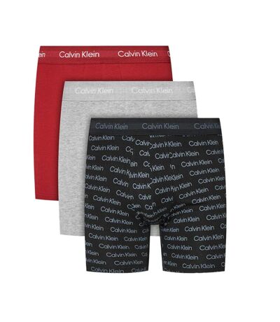 X3 Boxers Noir/Gris/Rouge Homme Calvin Klein Jeans Boxer Brief 3 - S