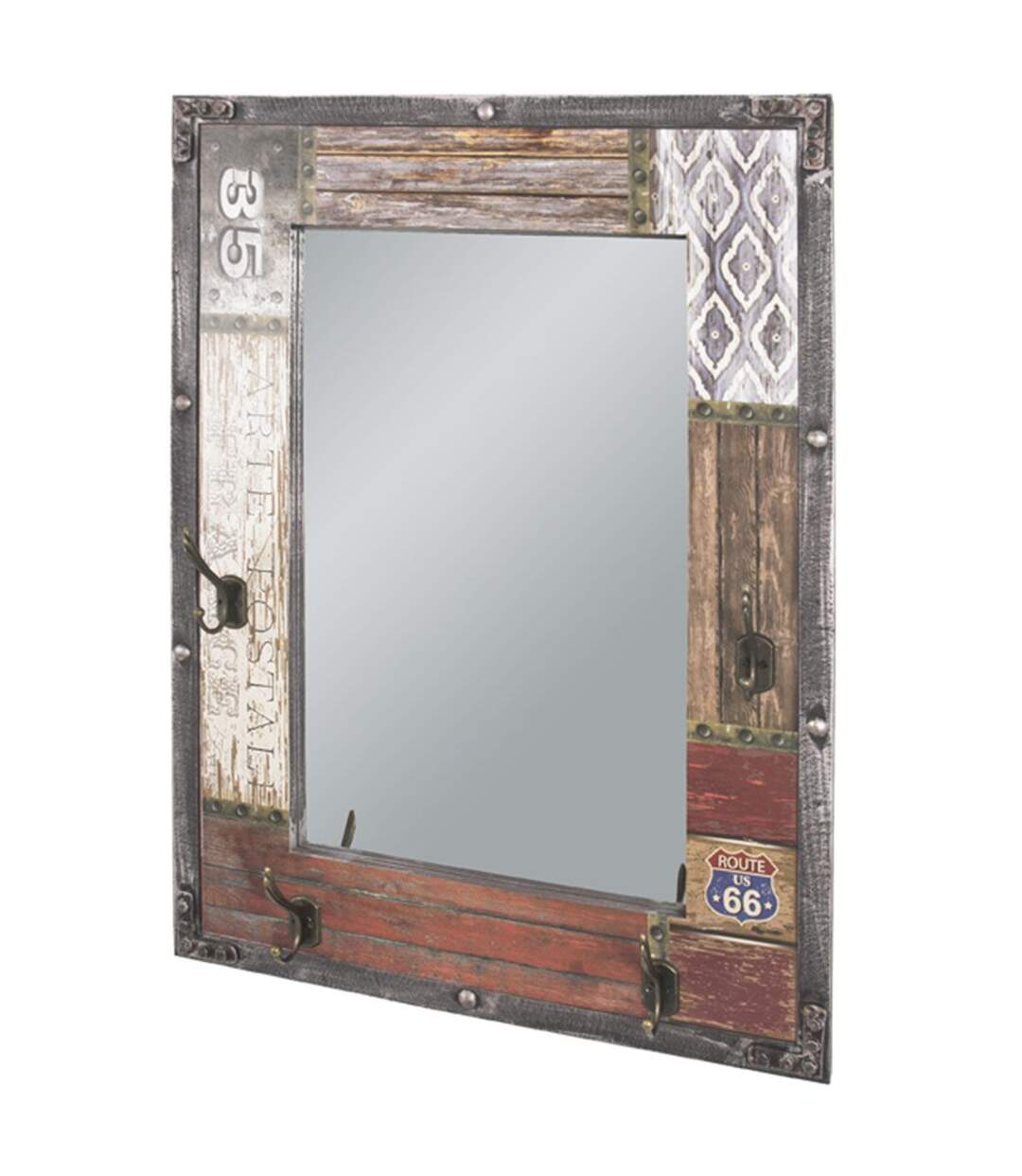 Patère Murale & Miroir Route 75cm Naturel-1