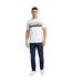Mens Crossword Chest Stripe Regular T-shirt White Peppermint Navy Weekend Offender-1