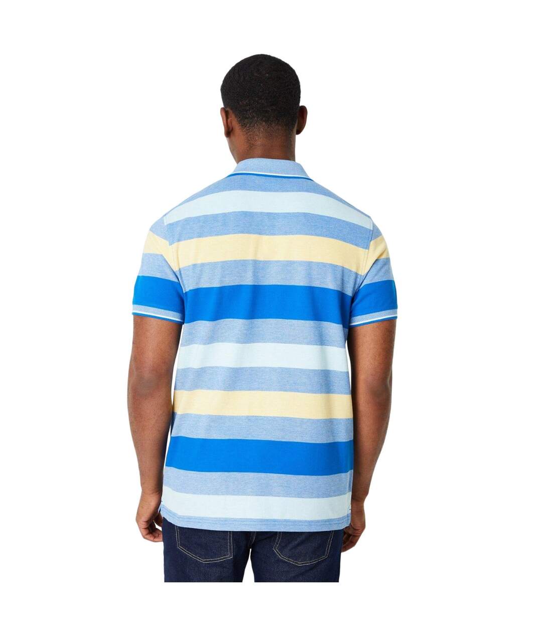 Mens Barbados Stripe Polo Shirt Yellow Maine-2
