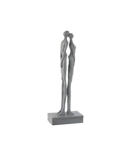 Paris Prix - Statuette Déco couple Dos à Dos 44cm Gris