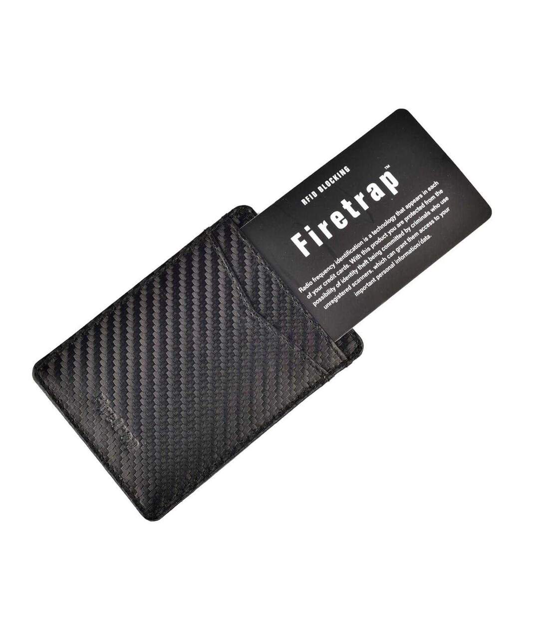 Ribbed Leather Card Holder One Size Black Firetrap-4