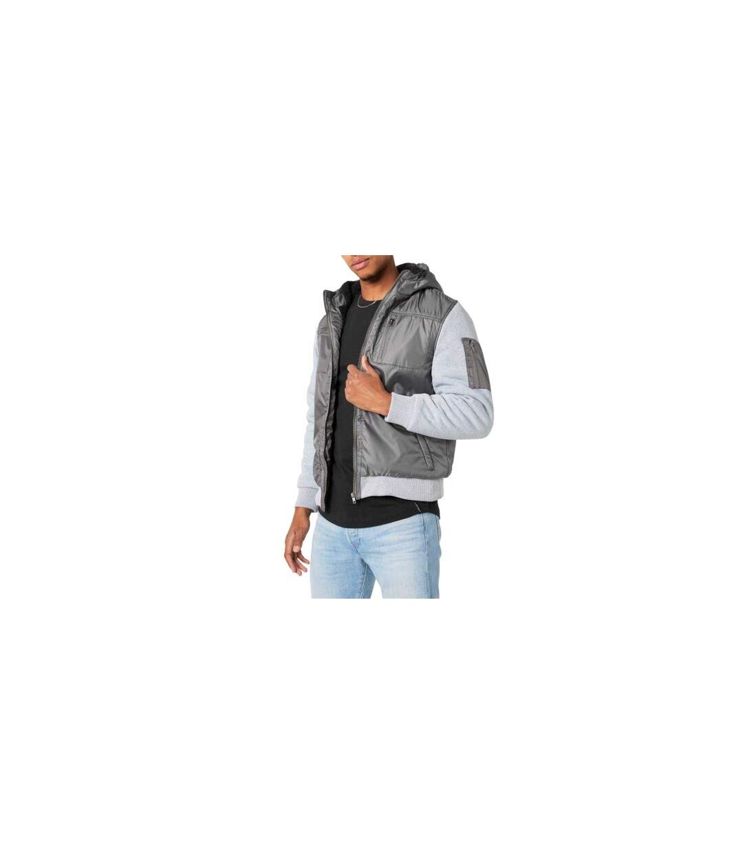 Mens Fleece Lined Jacket Charcoal Fabric-1