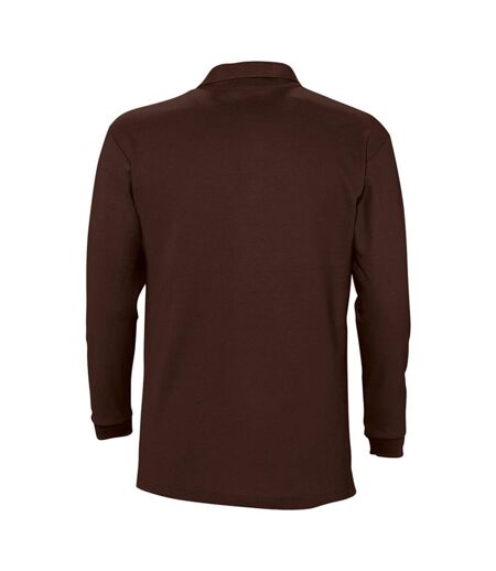 SOLS Mens Winter II Long Sleeve Pique Cotton Polo Shirt (Chocolate) - UTPC329
