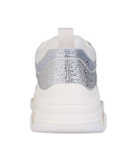 Womens/ladies Privy Embellished Trainers Coin Silver Steve Madden