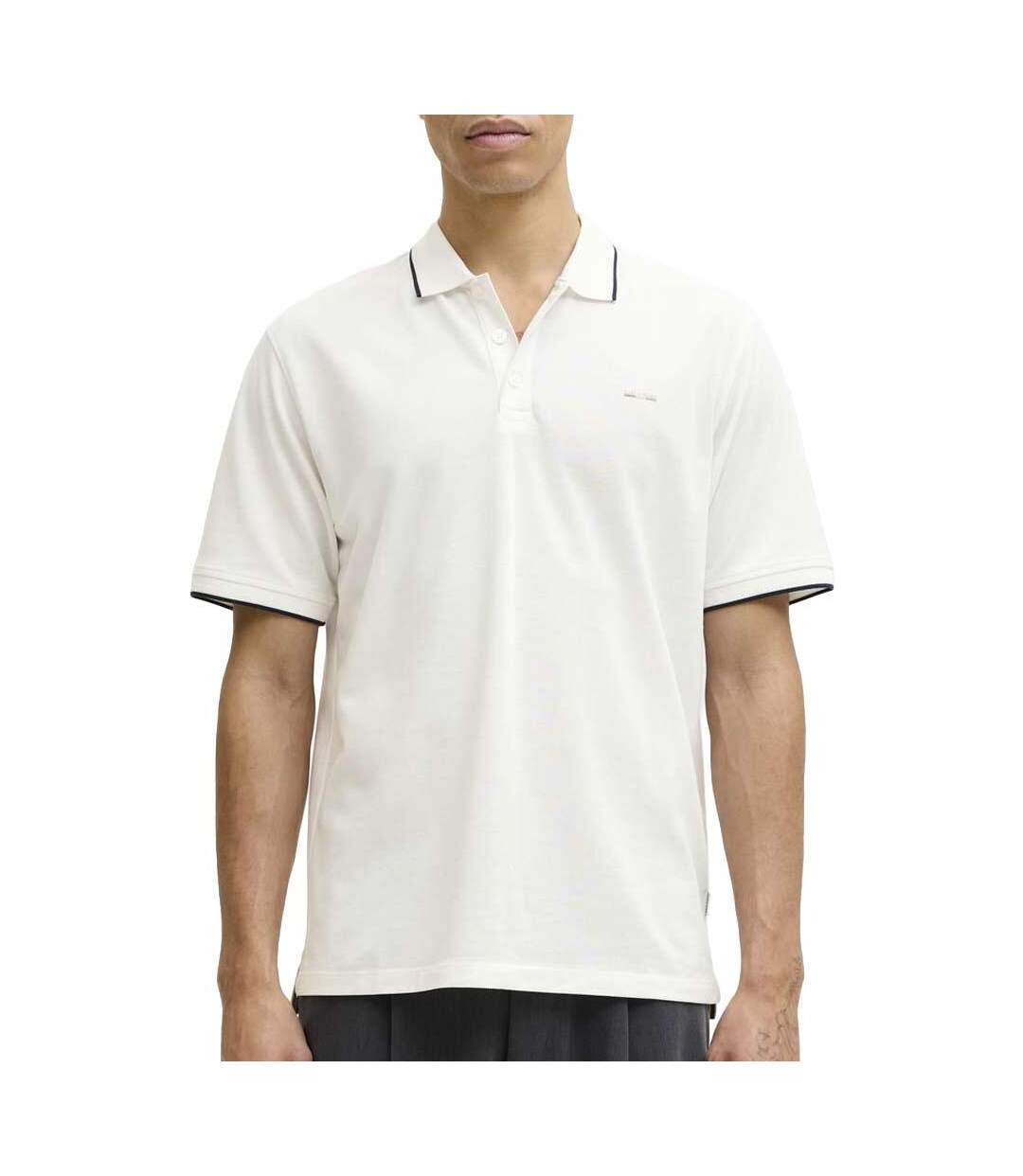 Polo blanc homme jack & jones blualves-1